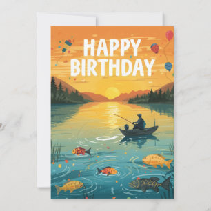 Fishing Lovers is fishing on his birthday Card