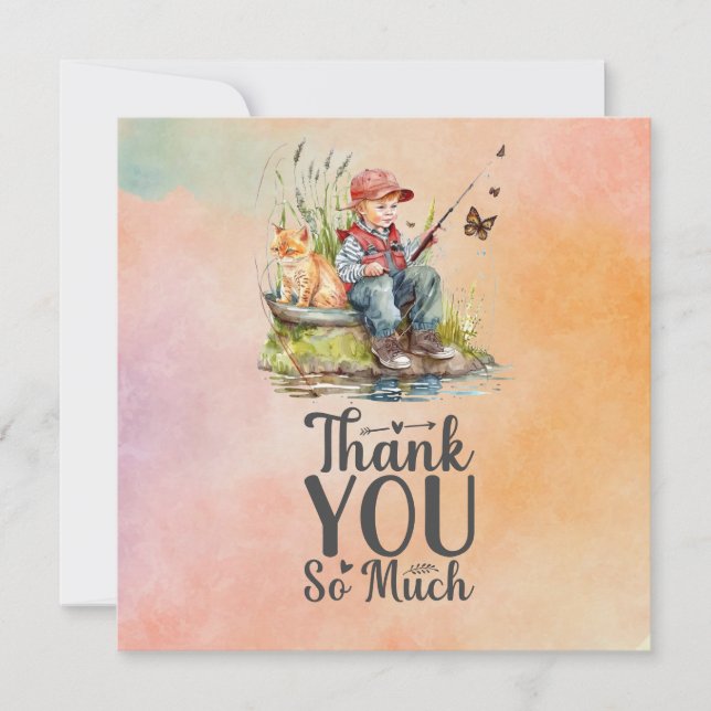 Fishing lovers is fishing with cat thank you card (Front)