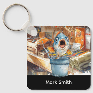 Fishing lovers luggage tag key ring