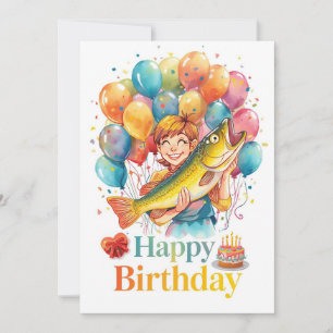 Fishing Lovers themed go fishing on his birthday Card