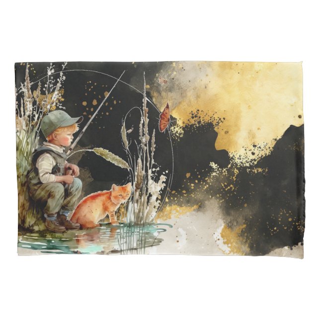 Fishing lovers watercolor pillowcase (Front)