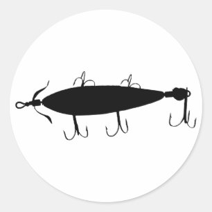 Fishing Lure 2 Silhouette a Classic Round Sticker