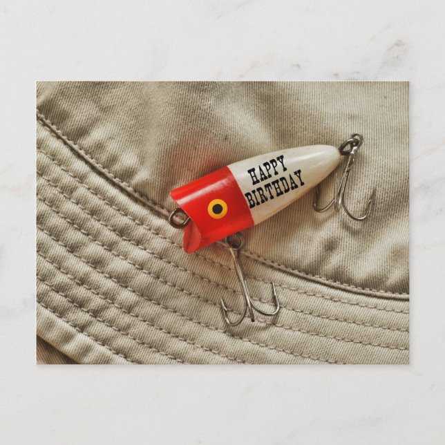 Fishing Lure Happy Birthday Postcard (Front)