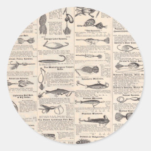 Fishing Lures Advertising Fisherman Art Classic Round Sticker