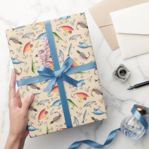 Fishing Lures on Pale Orange Wrapping Paper