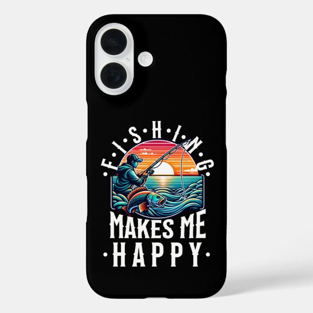 Fishing Makes Me Happy Case-Mate iPhone Case (Back)
