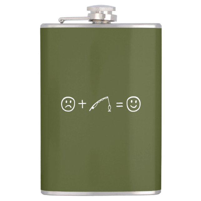 Fishing Makes You Happy Hip Flask (Front)