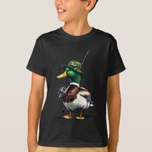 Fishing Mallard Duck Funny Cool Fishing Fisherman  T-Shirt