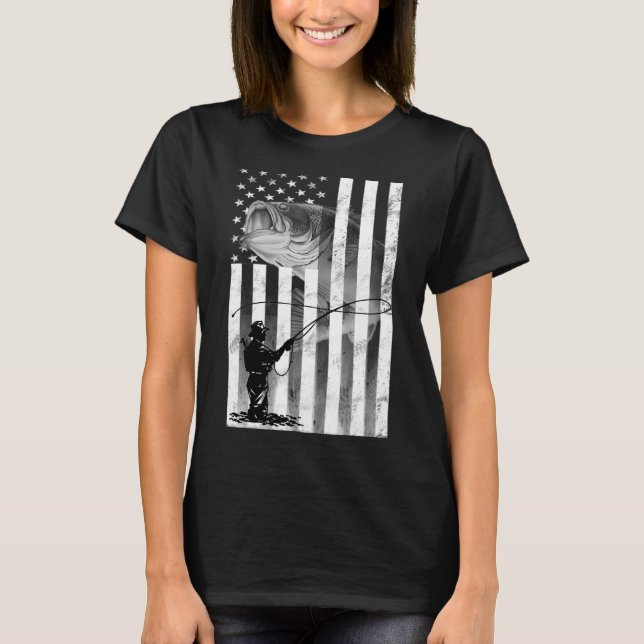Fishing Man Funny Flag T-Shirt (Front)