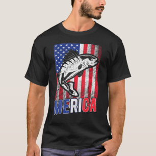 Fishing Merica 4th Of July Usa American Flag Patri T-Shirt