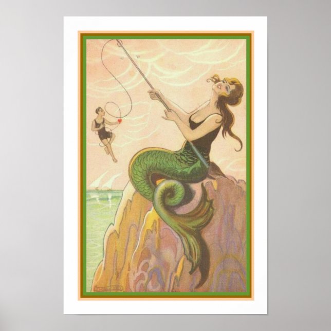 "Fishing Mermaid"  Art Deco Print ca. 1928 (Front)