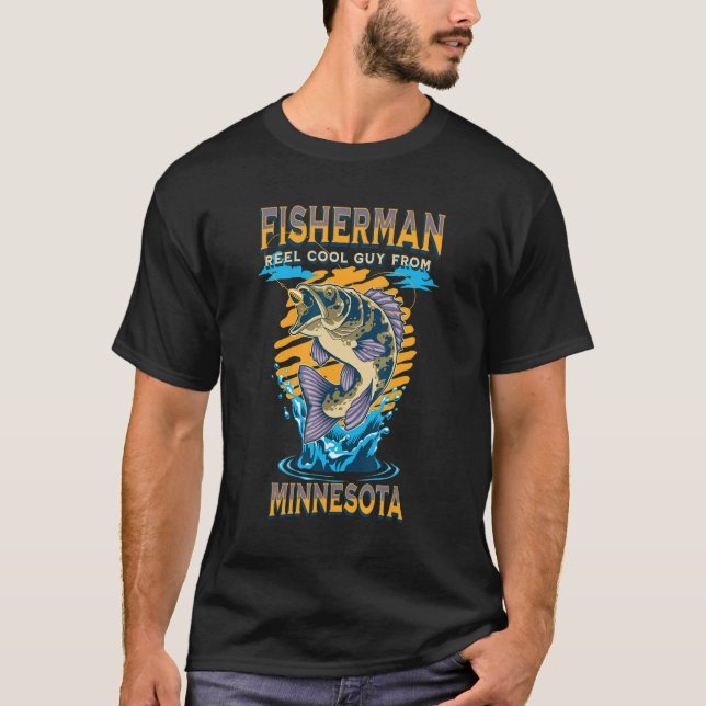 Fishing Minnesota  Reel Cool Guy From Outdoor Fish T-Shirt (Front)