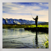 Fishing Mountain Lake Fisherman