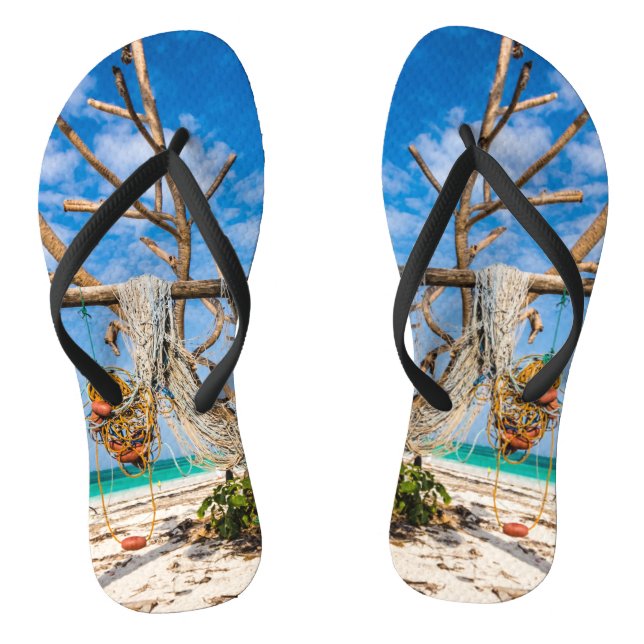 Fishing nets drying on the beach jandals (Footbed)