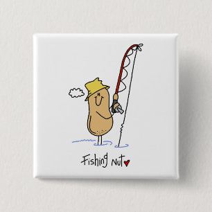 Fishing Nut T-shirts and Gifts 15 Cm Square Badge