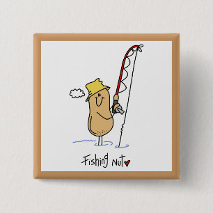 Fishing Nut T-shirts and Gifts 15 Cm Square Badge