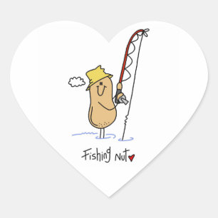 Fishing Nut T-shirts and Gifts Heart Sticker