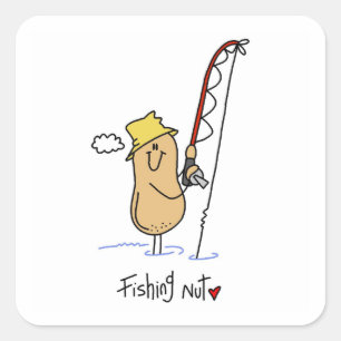 Fishing Nut T-shirts and Gifts Square Sticker