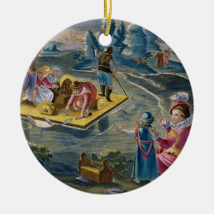 Fishing on a Lake at Night, plate 101 from 'Venati Ceramic Tree Decoration
