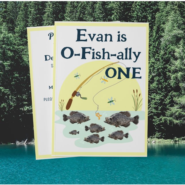 Fishing One Kid's First Birthday Crappie Fish Invitation (Creator Uploaded)