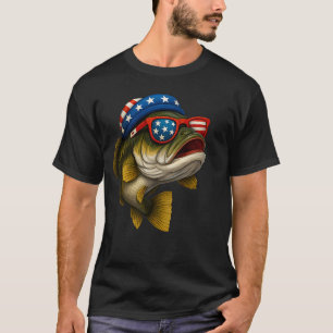 Fishing Patriotic American Flag Fisherman T-Shirt