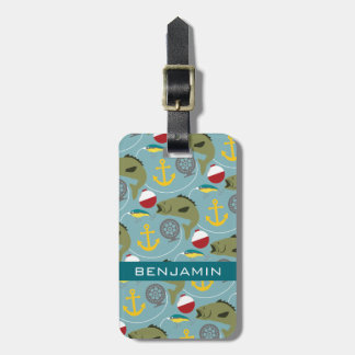 Fishing Pattern with Custom Name Luggage Tag