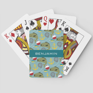Fishing Pattern with Custom Name Playing Cards