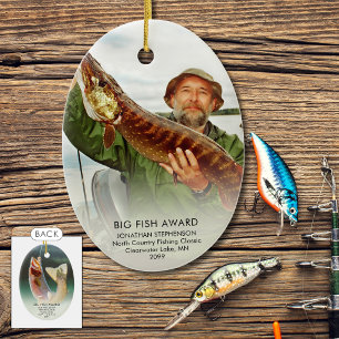 Fishing Photo Keepsake Oval Ceramic Tree Decoration