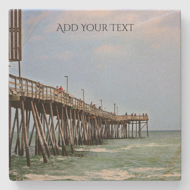 Fishing Pier by Shirley Taylor Stone Coaster (Front)