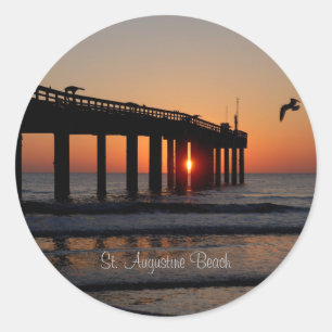Fishing Pier, St. Augustine Beach Classic Round Sticker
