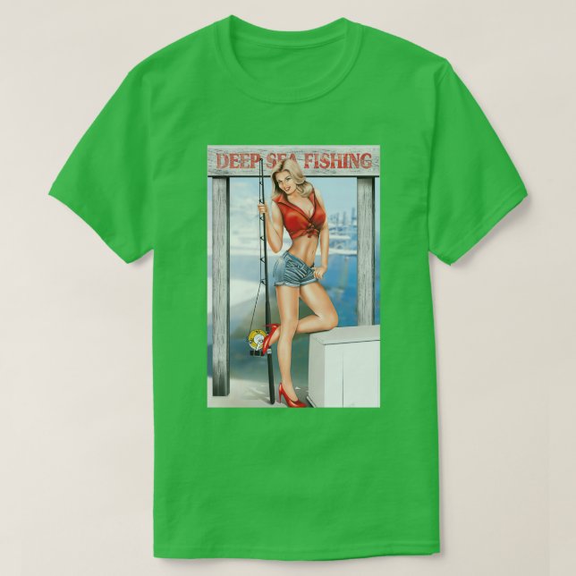 Fishing Pin Up Girl T-Shirt (Design Front)