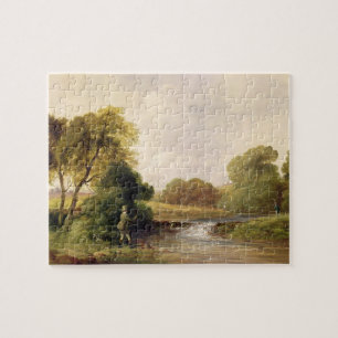 Fishing: Playing a Fish (oil on canvas) Jigsaw Puzzle