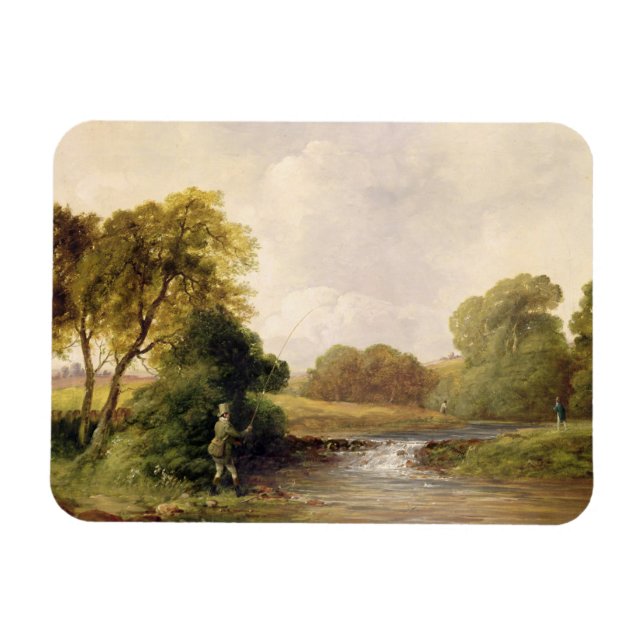 Fishing: Playing a Fish (oil on canvas) Magnet (Horizontal)