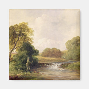 Fishing: Playing a Fish (oil on canvas) Magnet