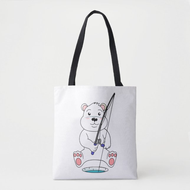 Fishing Polar Bear Tote Bag (Front)