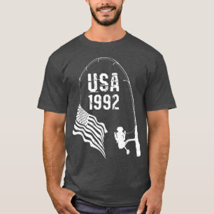 Fishing pole American Flag 1992 Birthday  T-Shirt