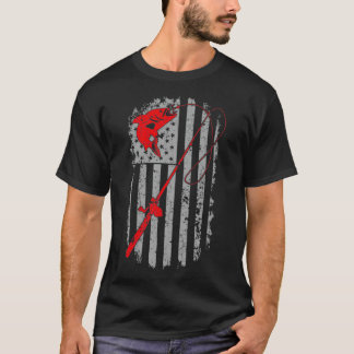 Fishing Pole American Flag Vintage Bass Fishing Ro T-Shirt