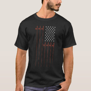 Fishing Pole American Usa Flag Patriotic Outdoorsm T-Shirt