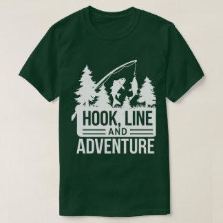 Fishing Pole & Catch Outdoor Camping Illustration T-Shirt