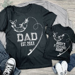 Fishing Pole Dad Est Date Father Child Matching T-Shirt<br><div class="desc">Fishing pole with a fish for a fisherman dad with established fatherhood date,  manly distressed fonts.</div>