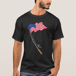 Fishing Pole Us Flag American Pride Fishermen Fish T-Shirt
