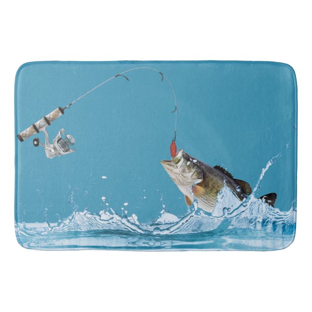 fishing pole with big fish bath mat (Front)
