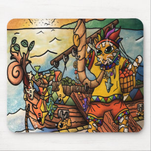 Fishing Port Merchant Cat Mouse Pad