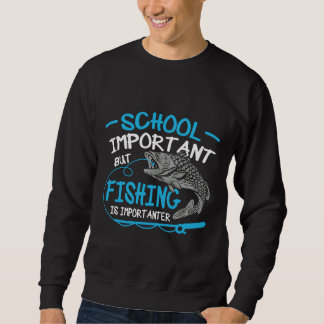 Fishing Quote School Important Fishing Is Importan Sweatshirt