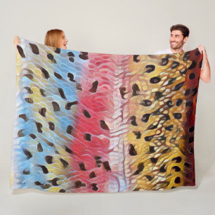 Fishing Rainbow Trout Fleece Blanket