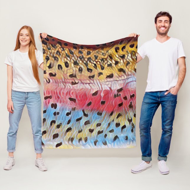 Fishing Rainbow Trout Fleece Blanket (In Situ)