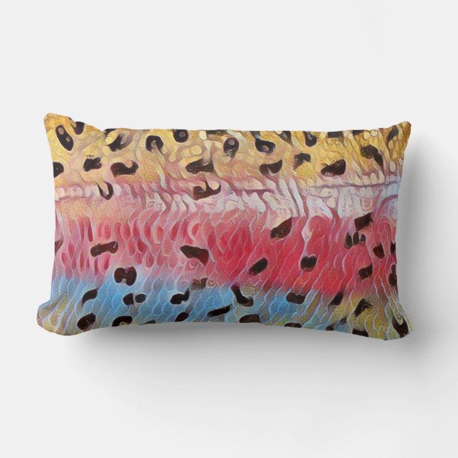 Fishing Rainbow Trout Lumbar Cushion (Front)