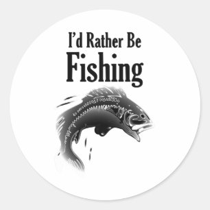 fishing rather be fish classic round sticker
