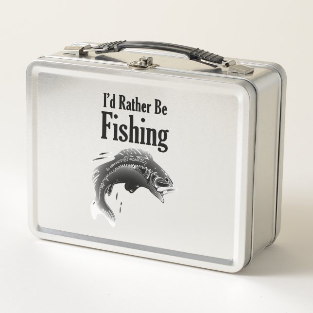 fishing rather be fish metal lunch box (Front)