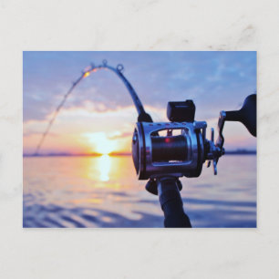 Fishing Reel at Sunset Postcard